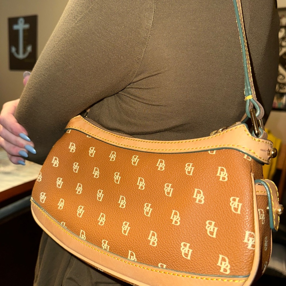 Dooney & Bourke Tan Shoulder Bag with Crescent Shape